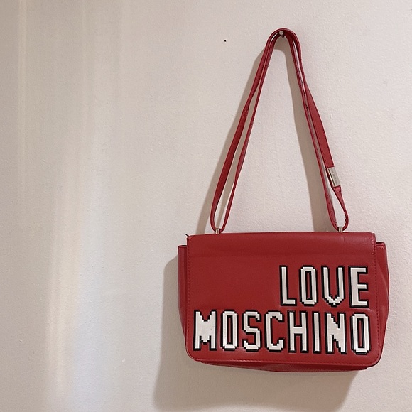 Love Moschino Handbags - Love Moschino • VTG Red & White Logo Shoulder Bag